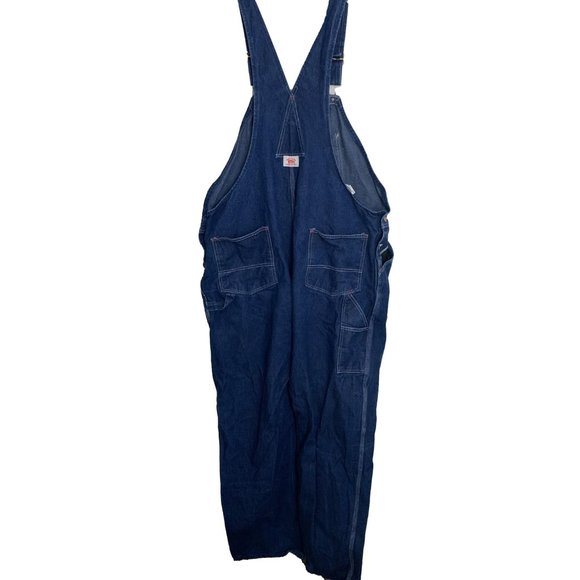 Vintage 1990s Roundhouse Mens Overalls 48 X 34 Dark Wash Blue Denim Cotton USA - Picture 2 of 11
